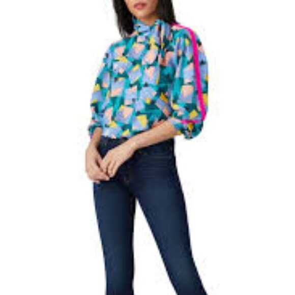 Coach Bold Geo Mock Blouse Size M - Picture 1 of 11